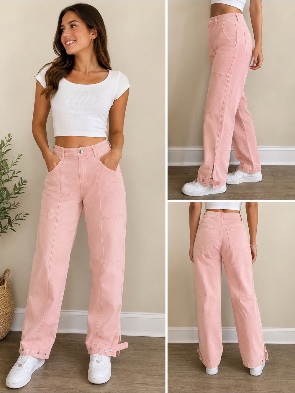 Francesca’s Harper Pants NWT | Size 24 | Blush Pink High-Rise Utility Wide Leg